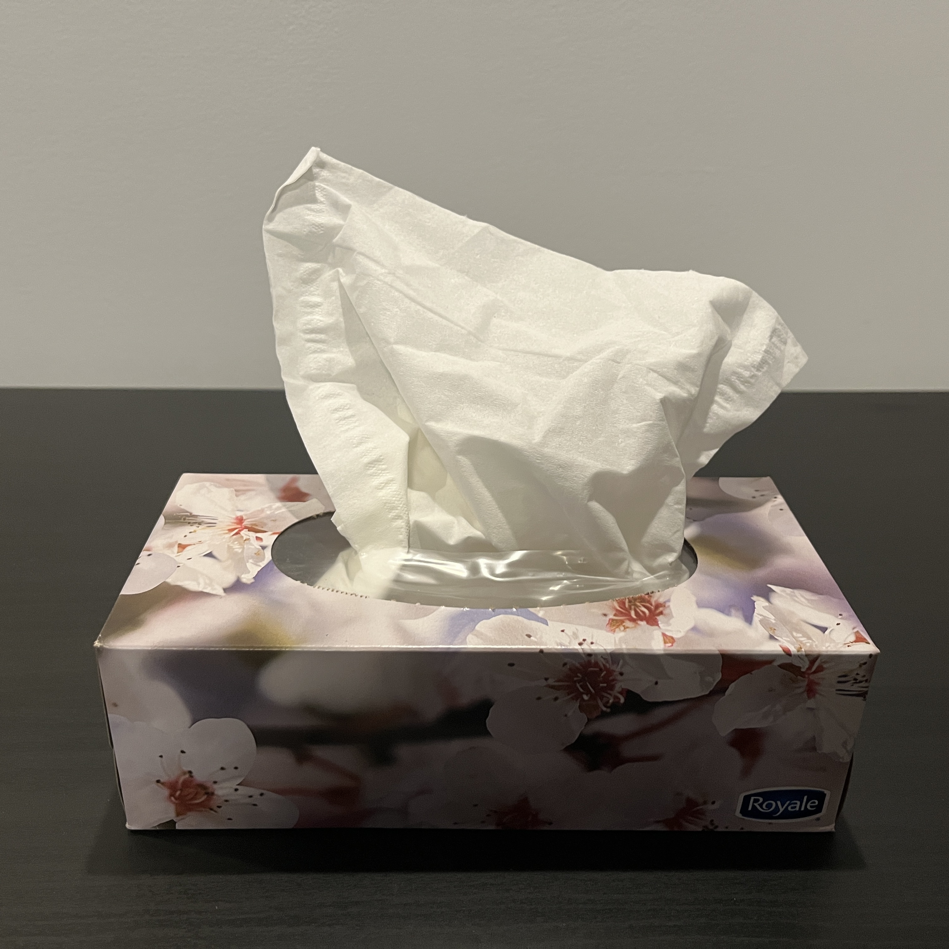 A tissue box made from cardboard and paper.